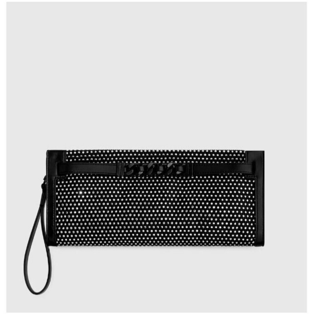 REBECCA MINKOFF curb link crystal women's clutch wristlet - Black (Used)
